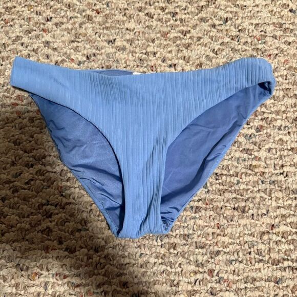 Onia Lily Ribbed Blue Soft Marine Bikini Bottoms- Size Small - Picture 2 of 6